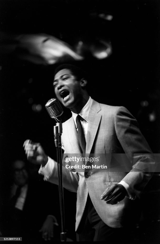 Sam Cooke , singer, songwriter and civil-rights activist, on stage ...
