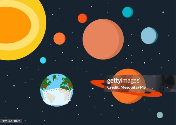 planet earth infected by covid-19 - solar system stock illustrations