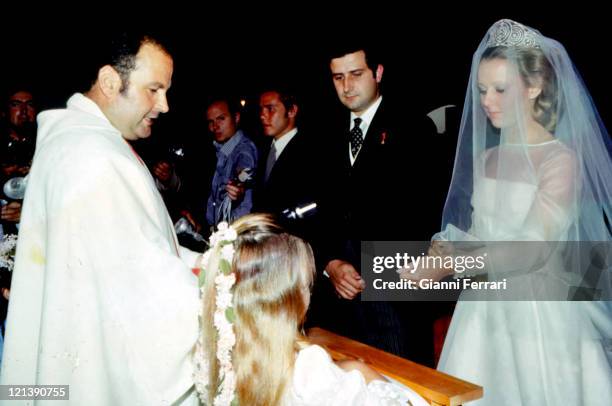 Wedding of Alfonso, XVI Duke of Aliaga , son of the Duchess Cayetana of Alba, with Maria of Hohenlohe.1977, Madrid, Spain.