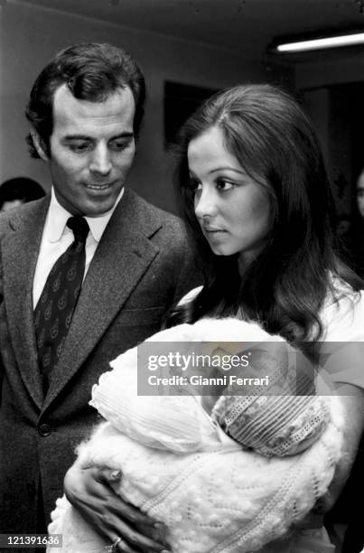 Baptism of Julio Jose , the second son of Julio Iglesias and his wife Isabel Preysler, 22nd October 1973, Madrid, Spain.