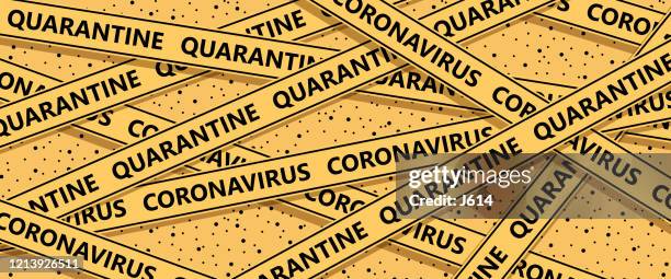 stockillustraties, clipart, cartoons en iconen met coronavirus quarantaine cordon tape - quarantine