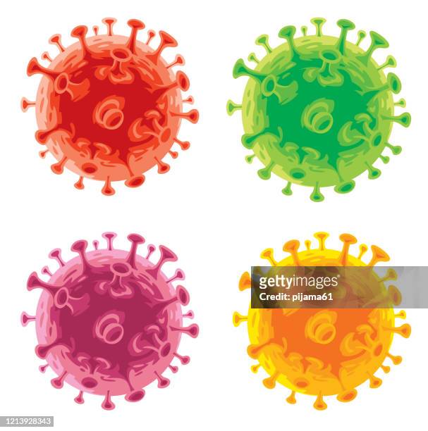 コロナウイルスのセット - ウイルス点のイラスト素材／クリップアート素材／マンガ素材／アイコン素材