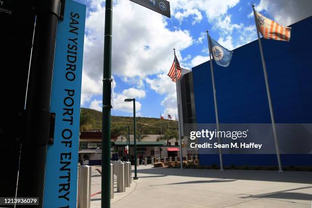 General view of the U.S. Customs and Border Protection - San Ysidro Port of Entry pedestrian entrance on March 21, 2020 in San Diego, California. The...