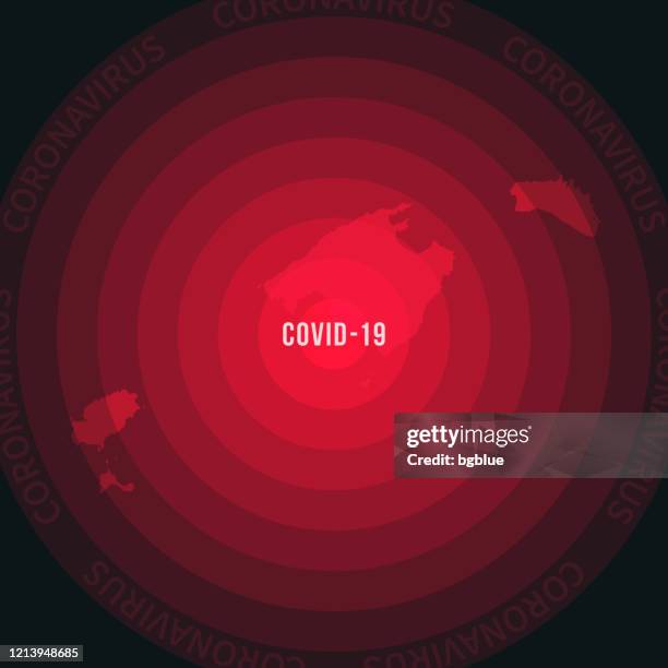 balearic islands map with the spread of covid-19. coronavirus outbreak - ibiza island stock illustrations