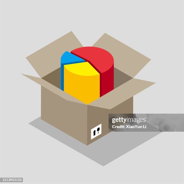 ie chart in a cardboard box. - data logistics abstract stock illustrations