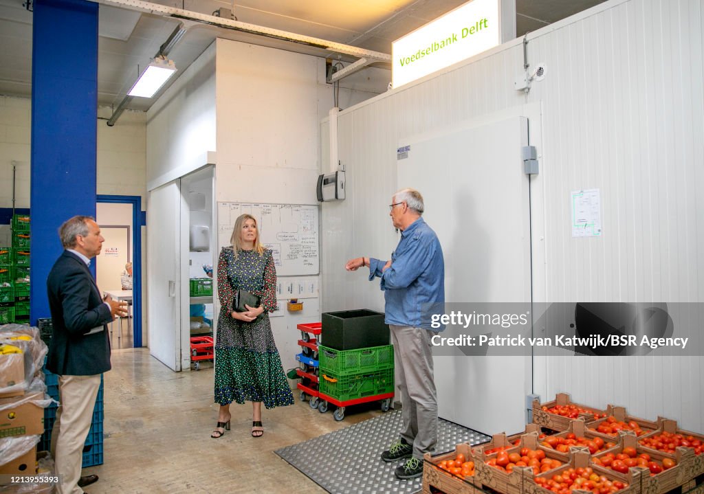 Queen Maxima Of The Netherlands Visits  Food Bank In Delft