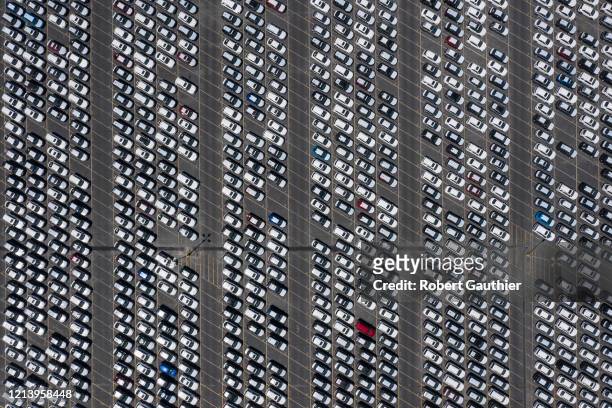 Long Beach, CA, SUNDAY, MAY 3 - Thousands of new cars are stored at Toyota logistics service yard at the port.