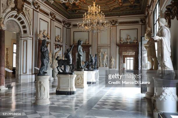 Gallery called la Sala Grande nel mezzo of the Capitoline Museums is seen on the first day of opening after more than two months of lockdown on May...