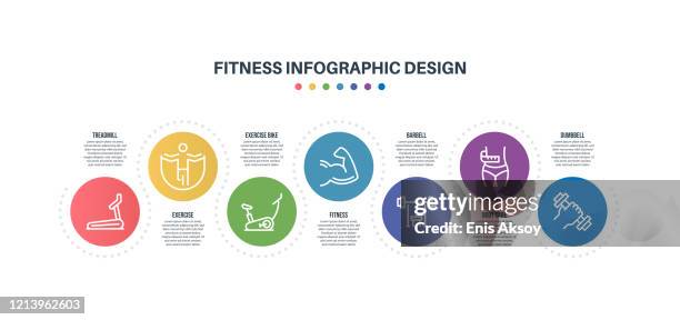 infografik-designvorlage mit fitness-schlüsselwörtern und symbolen - exercise pill stock-grafiken, -clipart, -cartoons und -symbole