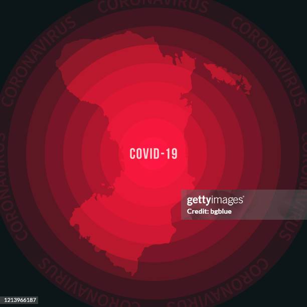chios map with the spread of covid-19. coronavirus outbreak - aegean sea stock illustrations