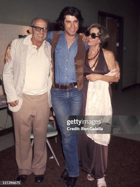 Actor John Travolta and parents Helen and Salvatore Travolta the "Bus Stop" Opening Night Play Performance on August 1, 1976 at the Westchester...