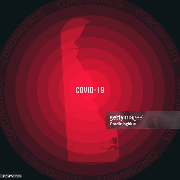 stockillustraties, clipart, cartoons en iconen met delaware kaart met de verspreiding van covid-19. coronavirus uitbraak - delaware