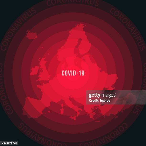 europe map with the spread of covid-19. coronavirus outbreak - radar stock illustrations