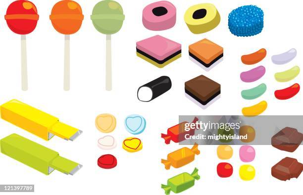ilustraciones, imágenes clip art, dibujos animados e iconos de stock de vector de dulces y caramelos - basset hound