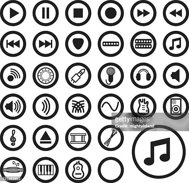 music icons - black - harmonica stock illustrations