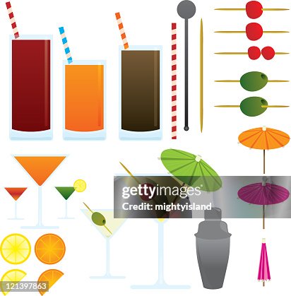 Cocktail and drinks icon set Cocktail and drinks icon set