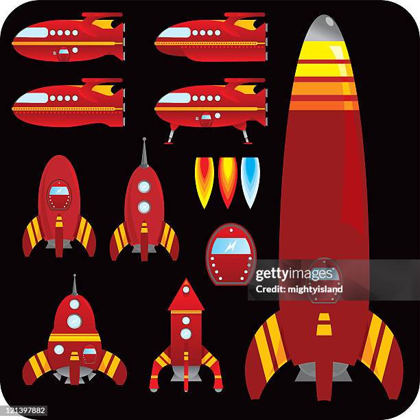 Red Rockets Or Shell Drawing Red Rockets And Spaceships High-Res Vector Graphic - Getty Images