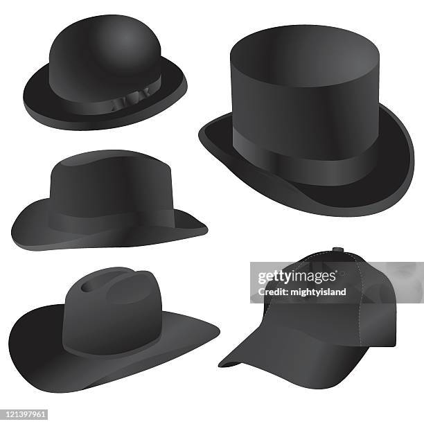 classic hats - bowler hat stock illustrations