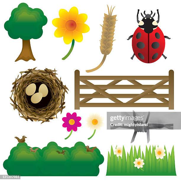 countryside graphics - barbed wire stock illustrations