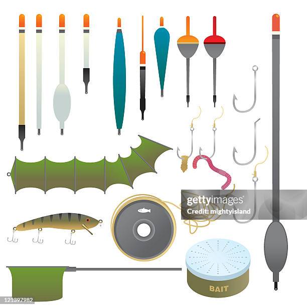 fishing equipment - fishing float stock illustrations