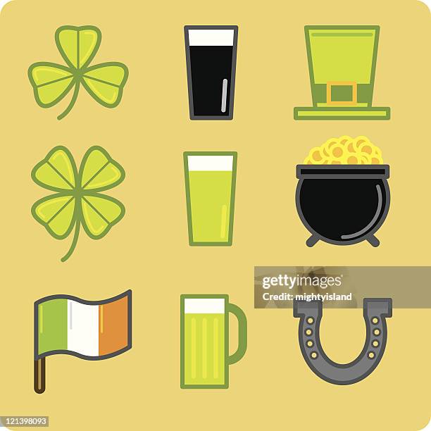 irish icons - 4 leaf clover stock illustrations
