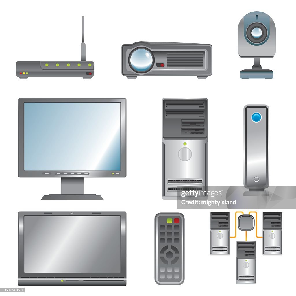 computer equipment royalty free vector image -... Computer Equipment High-Res Vector Graphic - Getty Images
