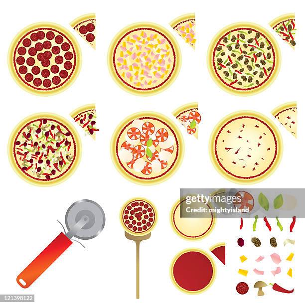 pizzas - vegetarian pizza stock illustrations