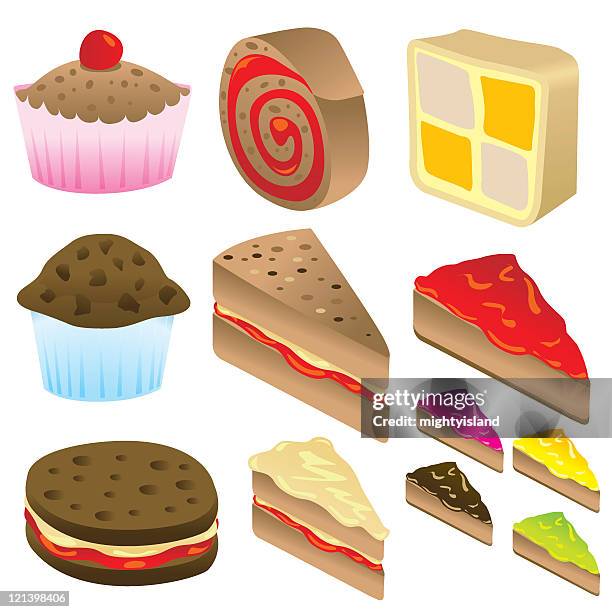 cake selection - mousse dessert stock illustrations