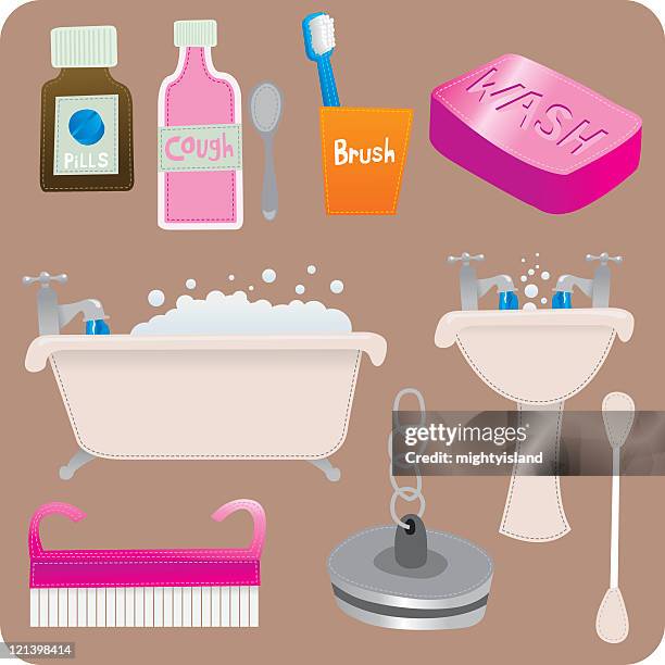 bathroom stuff - sink plug stock illustrations