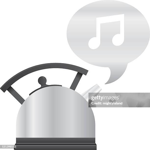 whistling kettle - boiling kettle stock illustrations