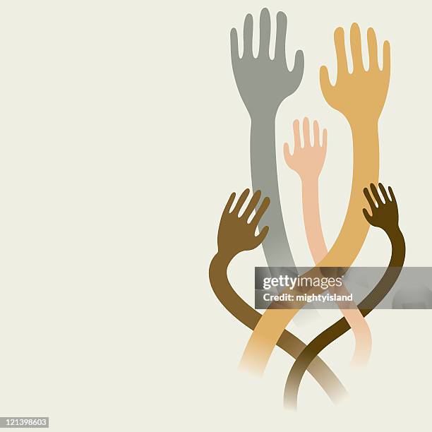 raised hands - arm reaching stock illustrations