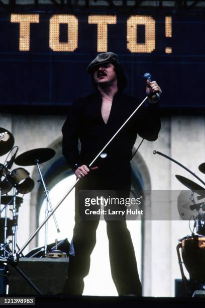 Bobby Kimball performing with Toto' at the Los Angeles Coliseum in Los Angeles, California on April 9, 1979.