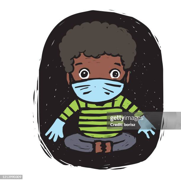 kranke kinder mit masken - taucherbrille stock-grafiken, -clipart, -cartoons und -symbole