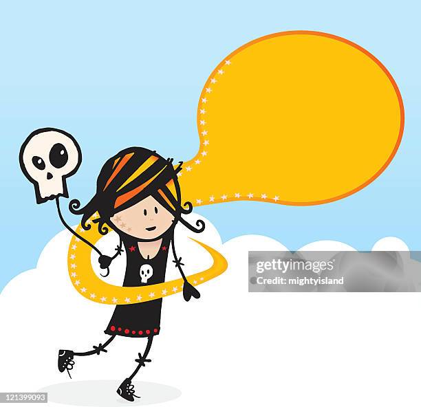 girl with speech bubble - goth stock illustrations