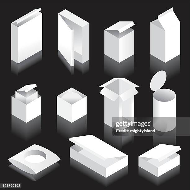 packaging blanks with lids - box packaging mockup stock illustrations