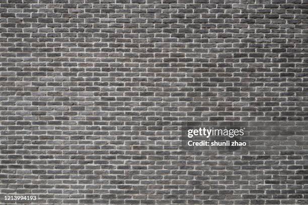 brick wall background - grey brick wall stock pictures, royalty-free photos & images