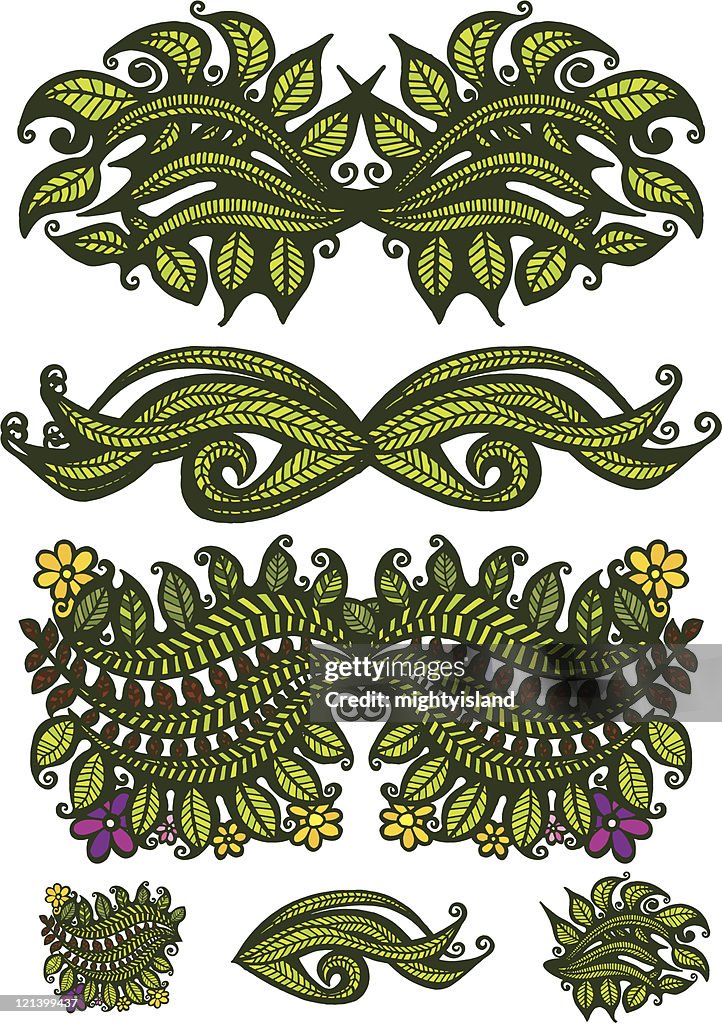 Green Hand Drawn Florals