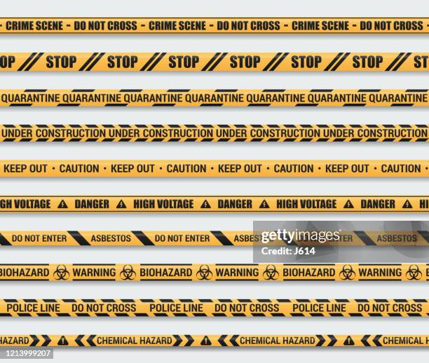 stockillustraties, clipart, cartoons en iconen met naadloze waarschuwingstapeset - caution tape