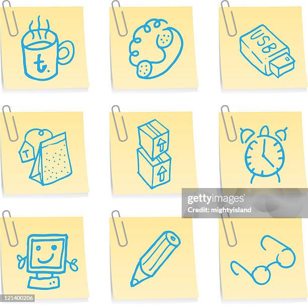 office notes - office post it notes stock illustrations