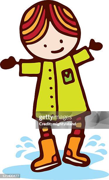 puddle jumping - puddle splashing stock illustrations