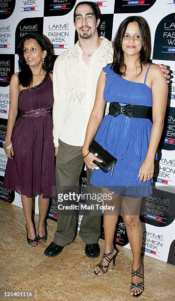 Adam Bedi and Nisha Harale during Lakme Fashion Week winter/Festive 2011 being held at Grand Hyatt in Mumbai on Thursday.