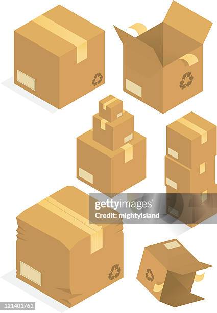 packaging boxes. - damaged package stock illustrations