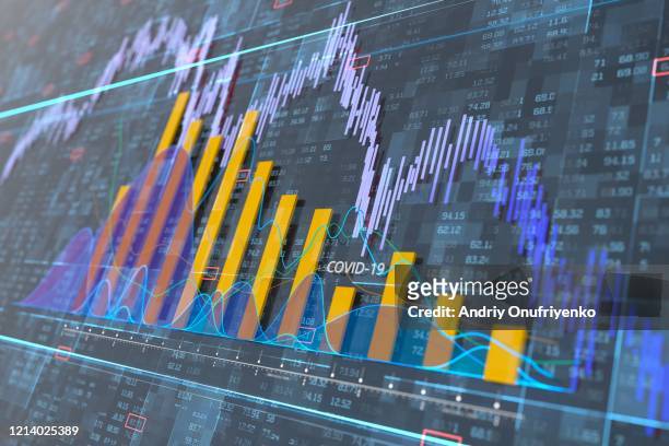 stock exchange graph - pandemic illness stock-fotos und bilder