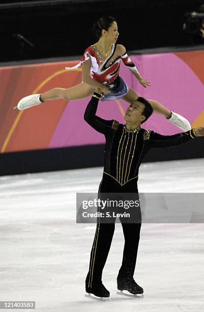 Xue Shen and Zhao Hongbo of China skate in the Figure Skating Pairs Free Skate Program at the Palavela skating venue on February 13, 2006 in Torino,...