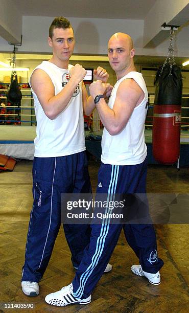 Mark King and Quinten Hann during Pot Whack - Press Launch at Dagenham Boxing Club in London, Great Britain.