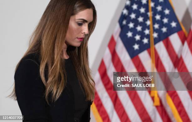 Hope Hicks, counselor to US President Donald Trump, arrives for the weekly Republican Senate policy luncheon attended by Trump on Capitol Hill in...