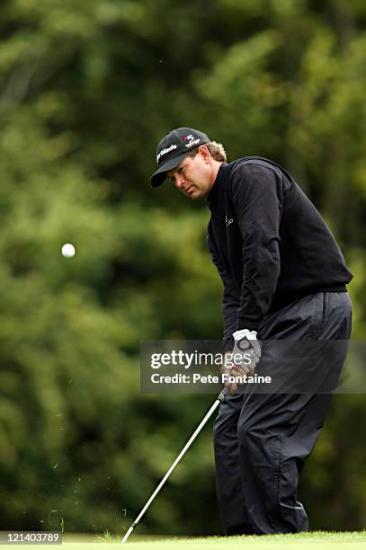 Retief Goosen competes during the second round of the Smurfit European Open on the K-Club Smurfit course.