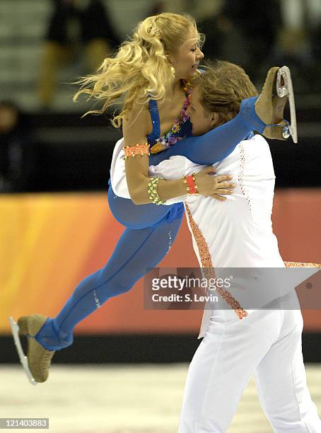 Vazgen Azrojan and Anastasia Grebenkina of Armenia during the Ice Dancing Free Skate Program at the 2006 Olympic Games at the Palavela in Torino,...