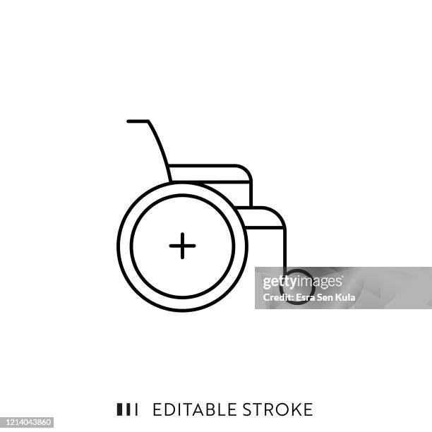 wheelchair icon with editable stroke and pixel perfect. - disability technology stock illustrations