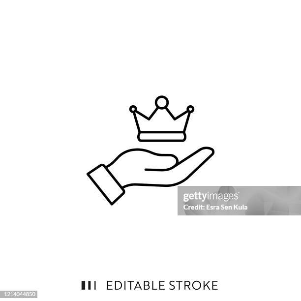 premium content single line icon with editable stroke and pixel perfect. - creative director stock illustrations